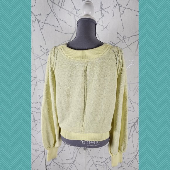 Free People Pale Yellow Distressed Riptide Sweater - Picture 4 of 5